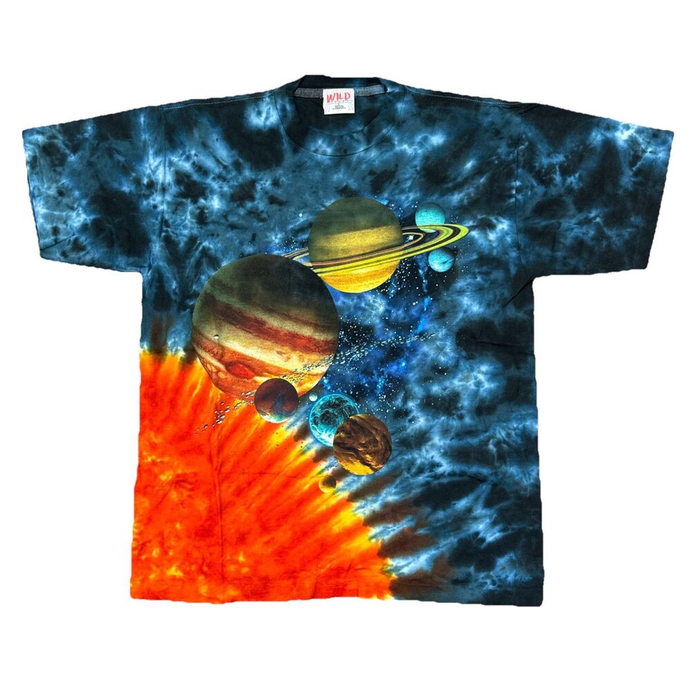Vintage Solar System Planets Wild Gear Nasa Space T Shirt Large Tie dye NICE